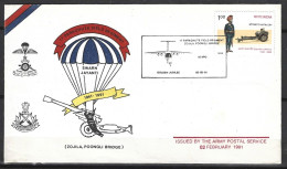 INDE. Superbe Enveloppe Commémorative De 1991. 17 Parachute Field Regiment. - Parachutting
