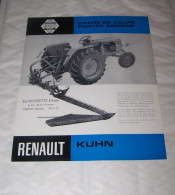 FEUILLET PUB PUBLICITAIRE MATERIEL RENAULT BARRE DE COUPE PORTEE ARRIERE KUHN ( TRACTEUR, TRACTEURS, MOTOCULTURE ) - Tractors