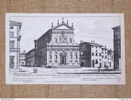 Roma S. Caterina Zitelle E Madonna Dei Monti Incisione G.B. Falda 1665 Ristampa - Autres & Non Classés