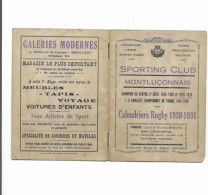 Vieux Papiers - Calendrier Du Sporting Club Montluçonnais Rugby Saison 1930-1931 - Petit Format : 1921-40