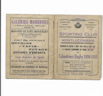 Vieux Papiers - Calendrier Du Sporting Club Montluçonnais Rugby Saison 1930-1931 - Kleinformat : 1921-40