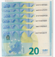 FULL SET (SP SR ST SU SW SX)  20 EURO ITALIA  S026  "15"  LAGARDE  UNC - 20 Euro