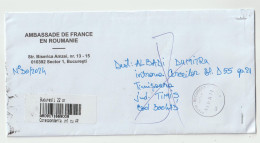7715 Lettre Cover ROUMANIE ROMANIA 2024 Recommandé Registered Code Barre Cod RTS NPAI Return To Sender - Postmark Collection