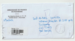 7715 Lettre Cover ROUMANIE ROMANIA 2024 Recommandé Registered Code Barre Cod RTS NPAI Return To Sender - Poststempel (Marcophilie)