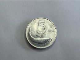 1954 Italy 5 Lire Aluminium Coin, MS Mint State - 5 Liras
