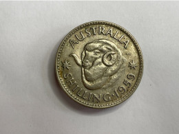 1959 Australia Shilling Coin, Silver 0.5, XF Extremely Fine - Shilling
