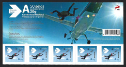 Skidive. Skydiving. Jump With A Parachute. Block Five Skidive Blue Mail Stamps. Schleudern. Fallschirmspringen. Skiduik. - Parachutting