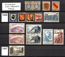 Années 1946 - 1947 + Allemagne (zone Française, 1946) 16 Timbres - Oblitérés - Used Stamps