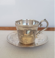 Tasse Et Sa Sous-tasse En ARGENT. Poinçons Minerve + DOUTRE-ROUSSEL - 1911/1913 - Argenterie