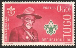 870 Togo Scout Scoutism Padpfinder Daniel Beard Sans Gomme (TGO-166b) - Oblitérés