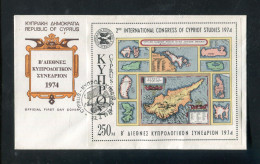 "ZYPERN" 1974, Block * "Landkarten" FDC (A200) - Cartas