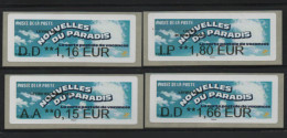 4 ATMs, MUSEE DE LA POSTE , NABANCO, VERTE DD1.16, RECOMMANDE AA R3 0.15, INTERNATIONALE IP1.80€, DD 1.66€ VALEUR SUIVIE - 2010-... Vignettes Illustrées