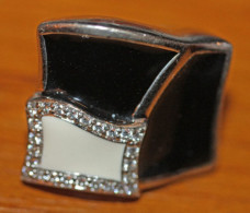 Très Belle Bague Contemporaine Argent 925 + émail T53 - Silver Ring - Rings
