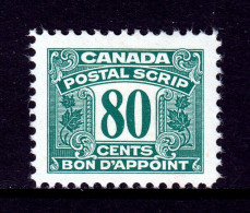 CANADA — VAN DAM FPS57 — 80¢ THIRD ISSUE POSTAL SCRIPT — MNH — CV $93 - Fiscaux