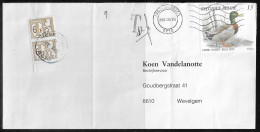 Belgium. Stamps Sc. 1321, J66 On Commercial Letter, Taxed - Postage Due Stamps, Sent From Ingelmunster On 29.01.1990 - Covers & Documents