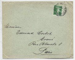 HELVETIA 5C PERFORE PERFIN C.  SANS ENTETE LETTRE COVER 1910 POUR PARIS - Perfins