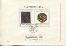 Tschechoslowakei # 2291-2 Offizielles Ersttagsblatt Original-Autogramm Jiri Svengsbir Briefmarken-entwerfer - Lettres & Documents