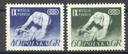 Poland, 1956, Cycling For Peace, Sports, MNH, Michel 964-965A - Ongebruikt