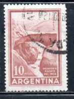 ARGENTINA 1959 1970 1966 INCA BRIDGE MENDOZA 10p USED USADO OBLITERE' - Used Stamps