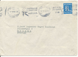 Finland Cover Sent To Sweden 7-12-1953 Single Franked Lion Stamp - Brieven En Documenten