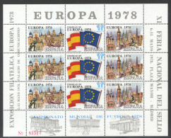 Spain, 1978, Soccer World Cup Argentina, Football, Sports, European Council, Flags, Exhibition Cinderella, MNH - Commemorative Panes