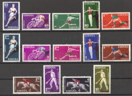 Spain, 1960, Sports, Running, Football, Cycling, Gymnastics, Hockey, Horse Jumping, Pelota, MNH, Michel 1201-1214 - Neufs