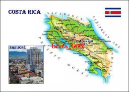 Costa Rica Country Map New Postcard * Carte Geographique * Landkarte - Costa Rica