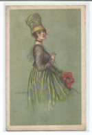 Zandrino 23-6.  Femme Robe Et Chapeau Verts Et Bleus - Zandrino