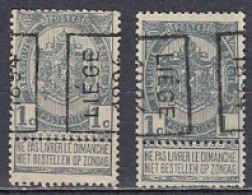 7 Voorafstempeling Op Nr 53 - LIEGE 1894 - Positie A & B - Roller Precancels 1894-99