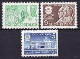 1950. Finland. 400th Anniversary Of Helsinki. MNH. Mi. Nr. 388-90 - Nuevos