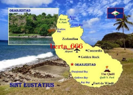 Sint Eustatius Island Map New Postcard * Carte Geographique * Landkarte - Saint-Eustache