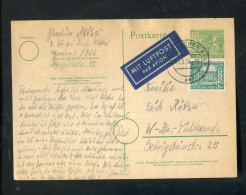 "BERLIN" 1954, Postkarte Mit Zusatzfrankatur Per Luftpost Ex Muenchen Nach Berlin-Lichtenrode (R0160) - Cartes Postales - Oblitérées