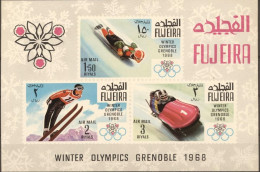 Fujeira 1968, Olympic Games, Grenoble, Skiing, Block IMPERFORATED - Winter 1968: Grenoble