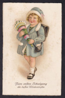 Zum Ersten Schulgang Die Besten Gluckwunsche / Postcard Circulated, 2 Scan - Children's School Start