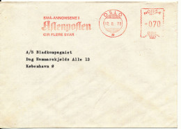 Norway Cover With Meter Cancel Oslo 12-8-1970 Sent To Denmark (Aftenposten) - Covers & Documents