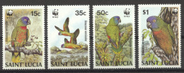 St Lucia, 1987, Parrots, Birds, World Wildlife Fund, WWF, Animals, MNH, Michel 909-912 - St.Lucia (1979-...)