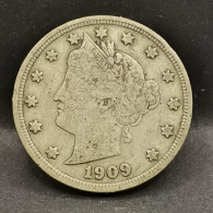 5 CENTS LIBERTY NICKEL AVEC CENTS 1909 USA - 1883-1913: Liberty (Liberté)