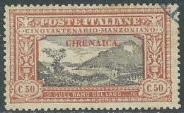 1924 CIRENAICA USATO MANZONI 50 CENT - RA12-3 - Cirenaica