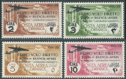 1934 CIRENAICA POSTA AEREA VOLO ROMA BUENOS AYRES 4 VALORI MNH ** - RA29-6 - Cirenaica