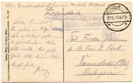 BELGIQUE - K.D. FELDPOST + BETR. AMT 5 MIL. EISENB. STATION  CHAMBLE SUR CARTE EN FRANCHISE, 1917 - Zona No Ocupada