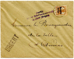 BELGIQUE - COB 15 DIEST + GEPRUFT DIEST SUR LETTRE, 1917 - Niet-bezet Gebied