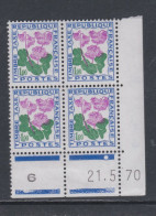 France Timbres-Taxe N° 102 XX Fleurs : 1 F. Soldanelle  En Bloc De 4 Coin Daté Du 21 . 5 . 70 ; 1 Point Blanc, Ss Ch. TB - Postage Due