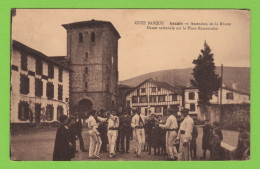 64 - ASCAIN - DANSE NATIONALE SUR LA PLACE RAMUNTCHO - 1938 - Ascain