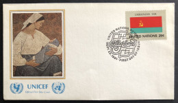 UNITED NATIONS,  FDC, UNICEF, « UKRAINIAN SSR », Flags, Painting, 1981 - UNICEF