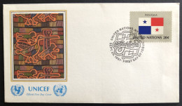 UNITED NATIONS,  FDC, UNICEF, « PANAMA », Flags, Painting, 1981 - UNICEF