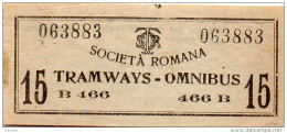 1895 BIGLIETTO TRAM ROMA - Europe