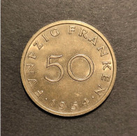 SAARLAND 50 FRANKEN 1954 TTB/SUP - 50 Franken