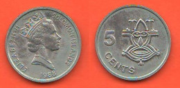 Salomon Islands 5 Cents 1988 Isole Salomone Nickel Typological Coin Queen Elizabeth II° - Solomon Islands