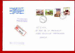 2005 - Pologne - Lettre Recommandée Pour La France - Tp N° 3373-3551-3660-3720 - (Enveloppe 25 X 17,5cm) - Covers & Documents