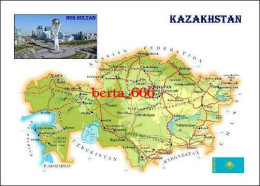 Kazakhstan Country Map New Postcard * Carte Geographique * Landkarte - Kazakhstan